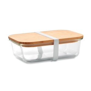 Kuhinjski dodatki Steklen lunchbox z bambusovim pokrovom